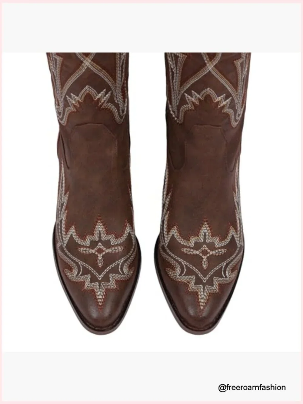 Thigh High Cowboy Boots Embroidered Knee High Chunky Heel Side Zip